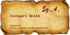 Szotyori Anikó névjegykártya